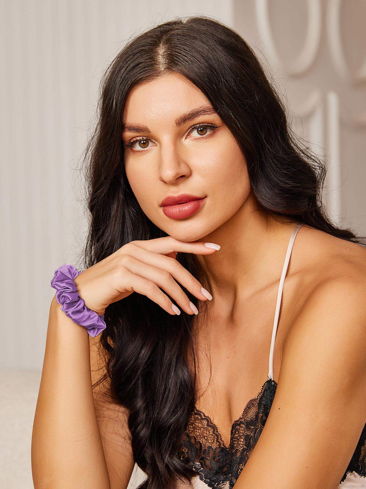 [Lavanda] SilkSilky-ES 19Momme Seda Pura Scrunchie 002