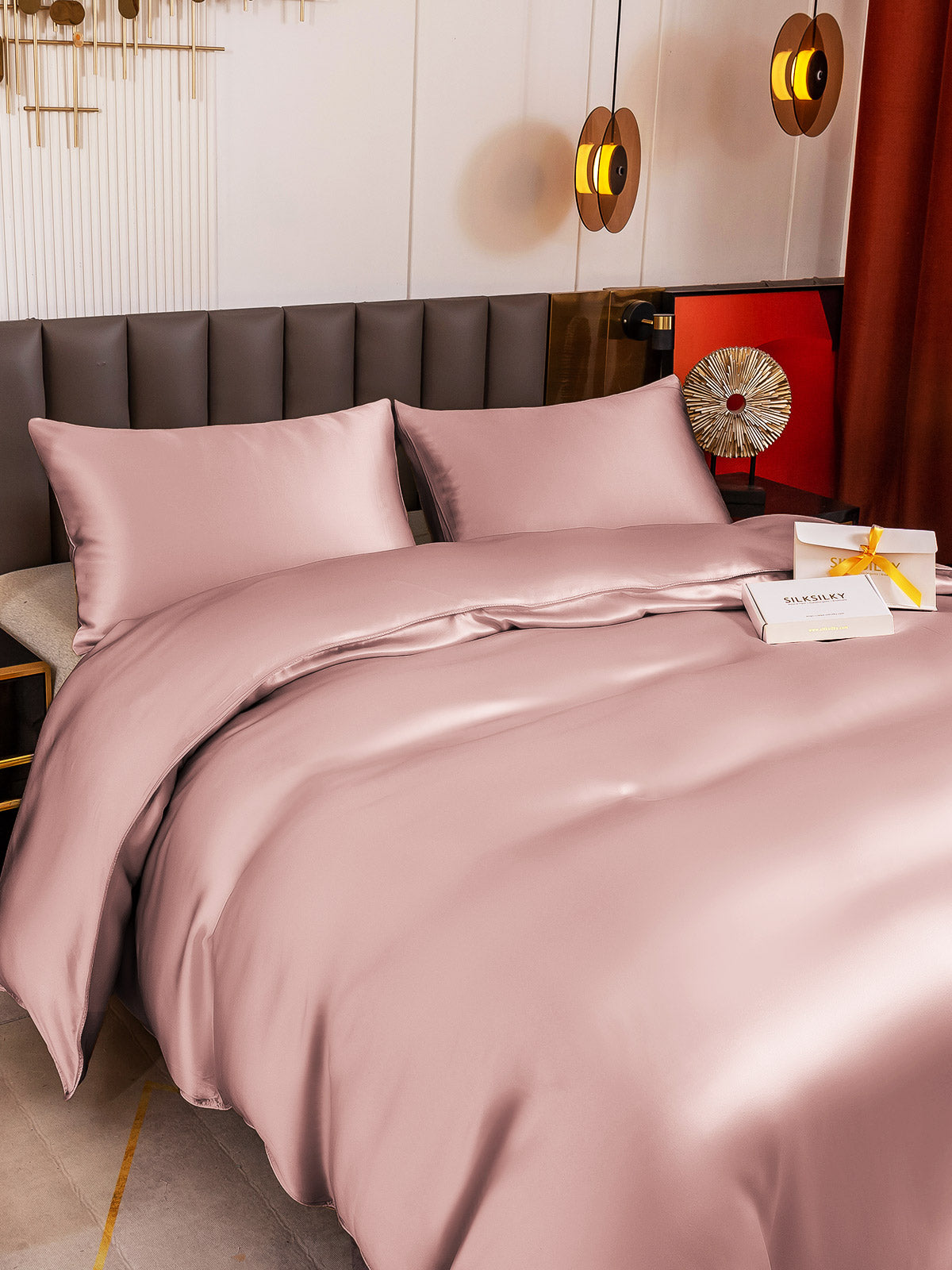 [Malva Pálido] SilkSilky-ES 19Momme Seda Pura Bedding Set 003