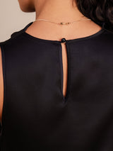 [Negro] SilkSilky-ES Sleeveless Cowl Neck Vestido 005