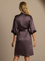 [Gris Púrpura] SilkSilky-ES Half Sleeve Bata de mujer 002