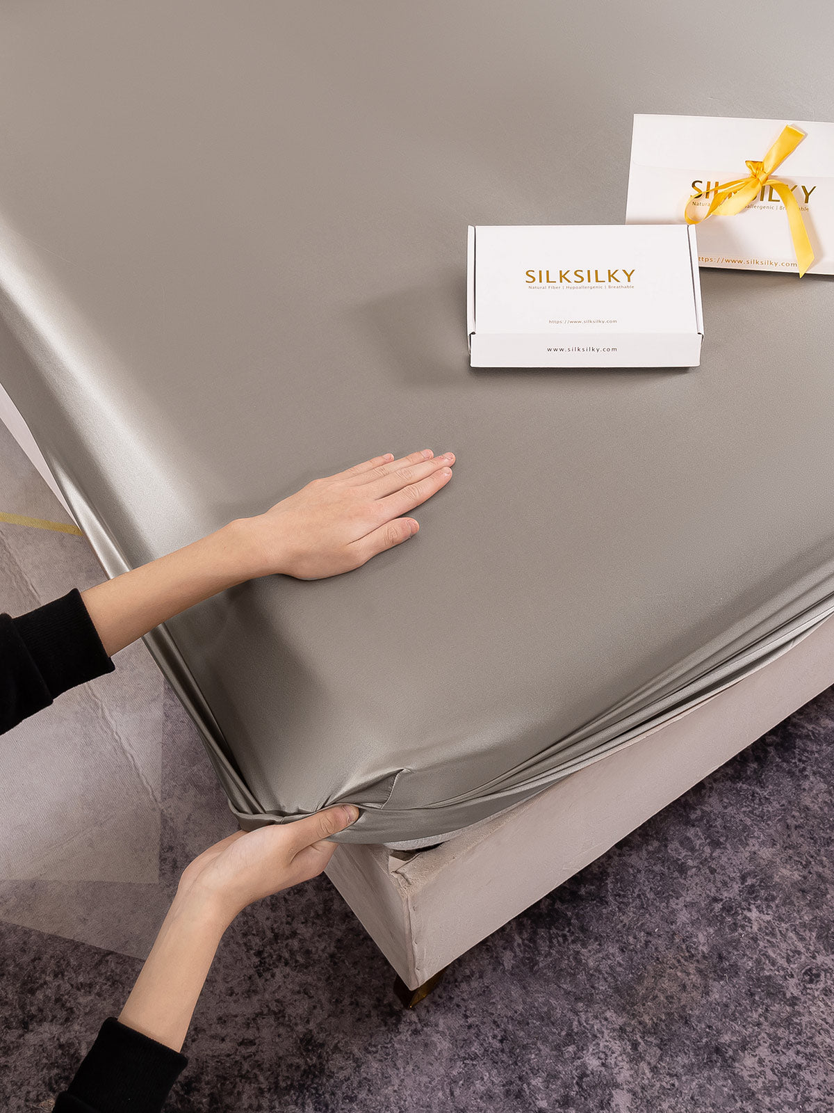 [Gris] SilkSilky-ES 19Momme Seda Pura Bedding Set 003