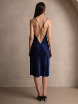 [Azul Oscuro] SilkSilky-ES Spaghetti Strap Vestido 002