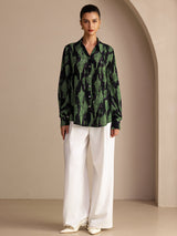 [Musgo Negro] SilkSilky-ES Long Sleeve Lapel Collar Blusa 006