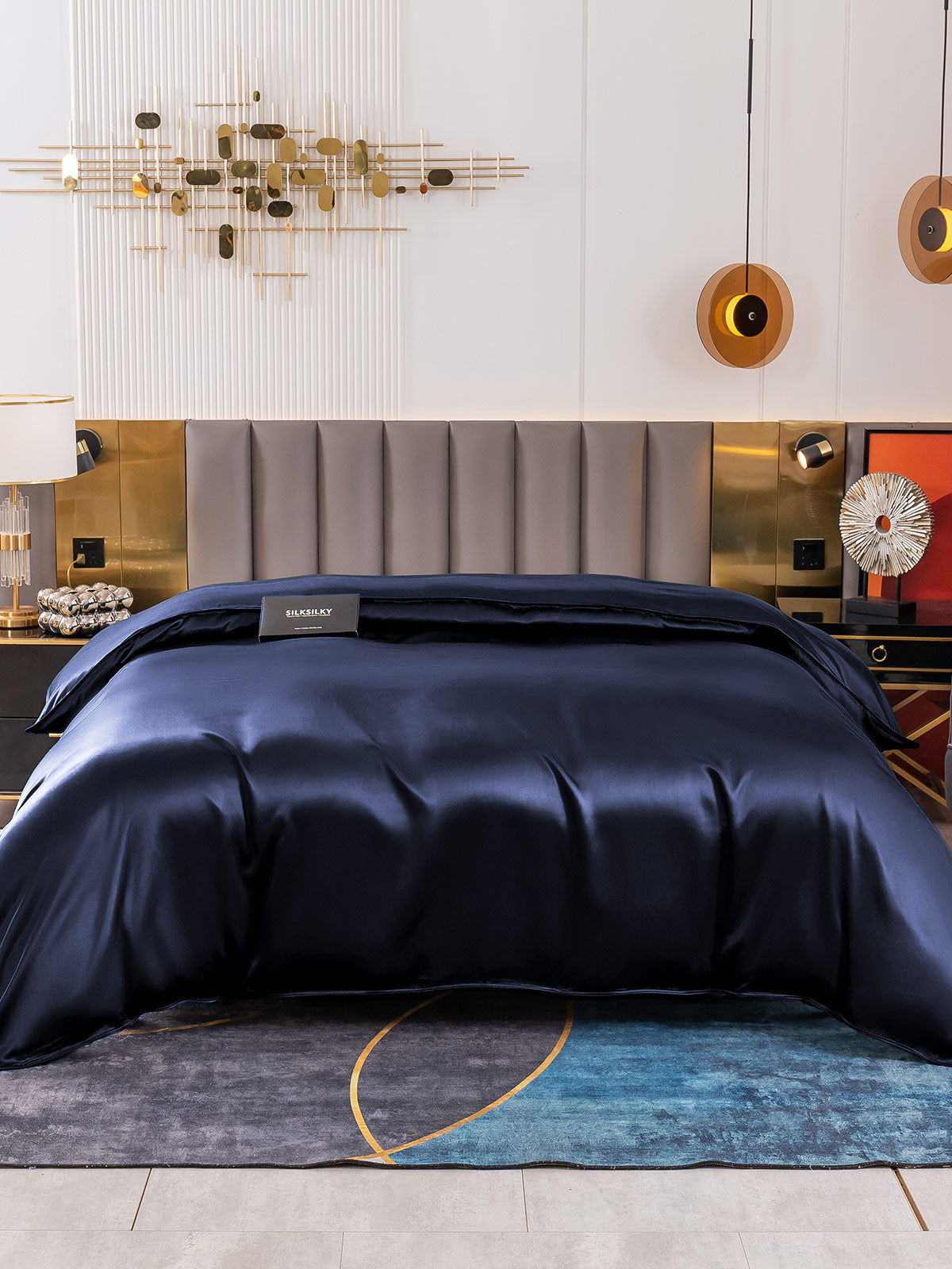 [Azul Oscuro] SilkSilky-ES 19Momme Seda Pura Duvet Cover 002