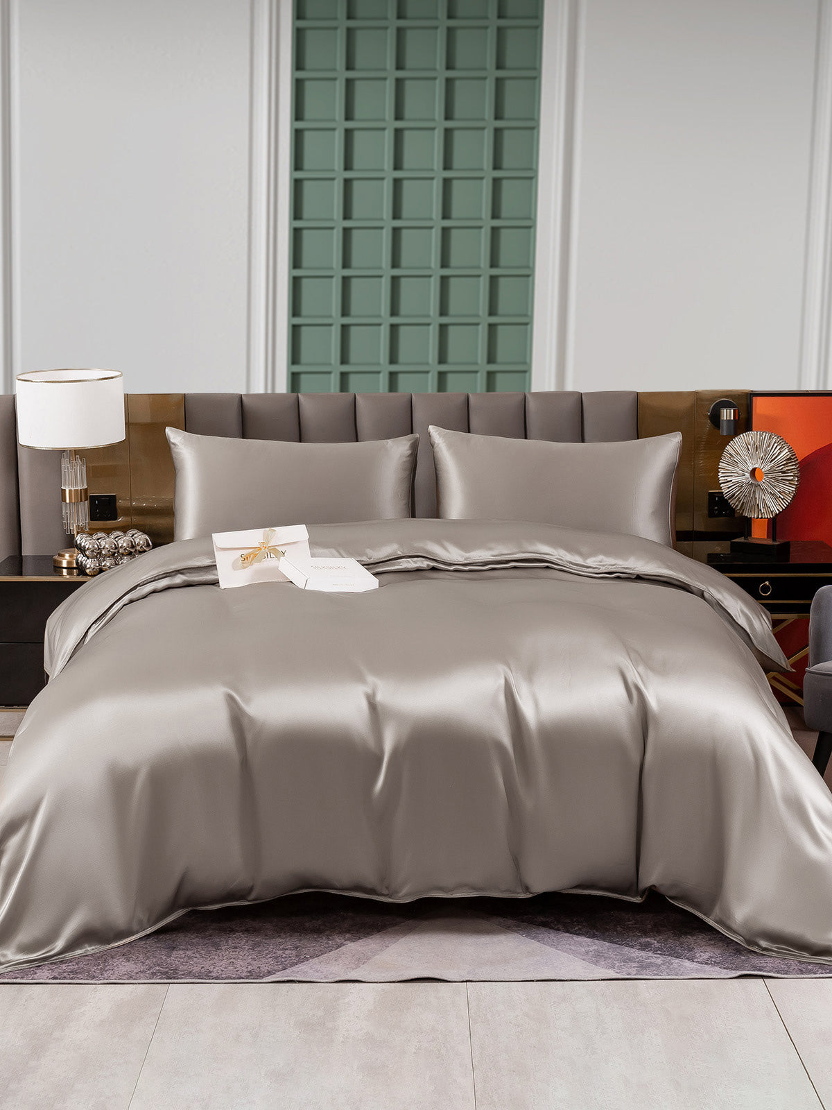 [Gris] SilkSilky-ES 25Momme Seda Pura Bedding Set 002