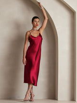 [Vino] SilkSilky-ES Spaghetti Strap V Neck Vestido 007