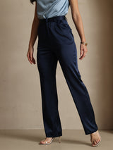 [Azul Oscuro] SilkSilky-ES 19Momme Seda Womens Pants 004