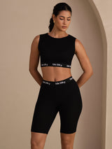 [Negro] SilkSilky-ES Sleeveless Crew Neck Women's Outfit Sets 001