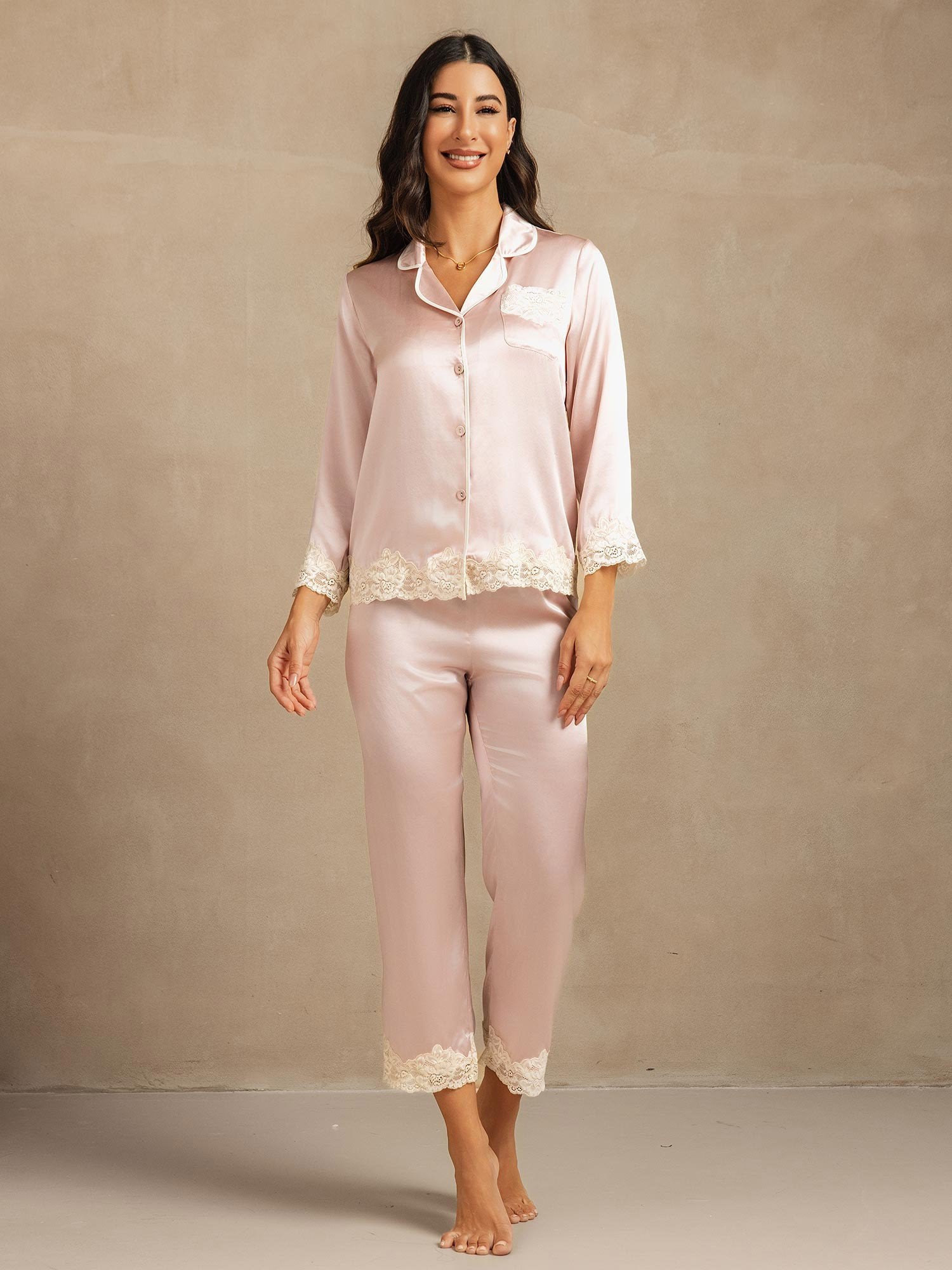 [Rosa] SilkSilky-ES Seda Pura Womens Pajamas 003