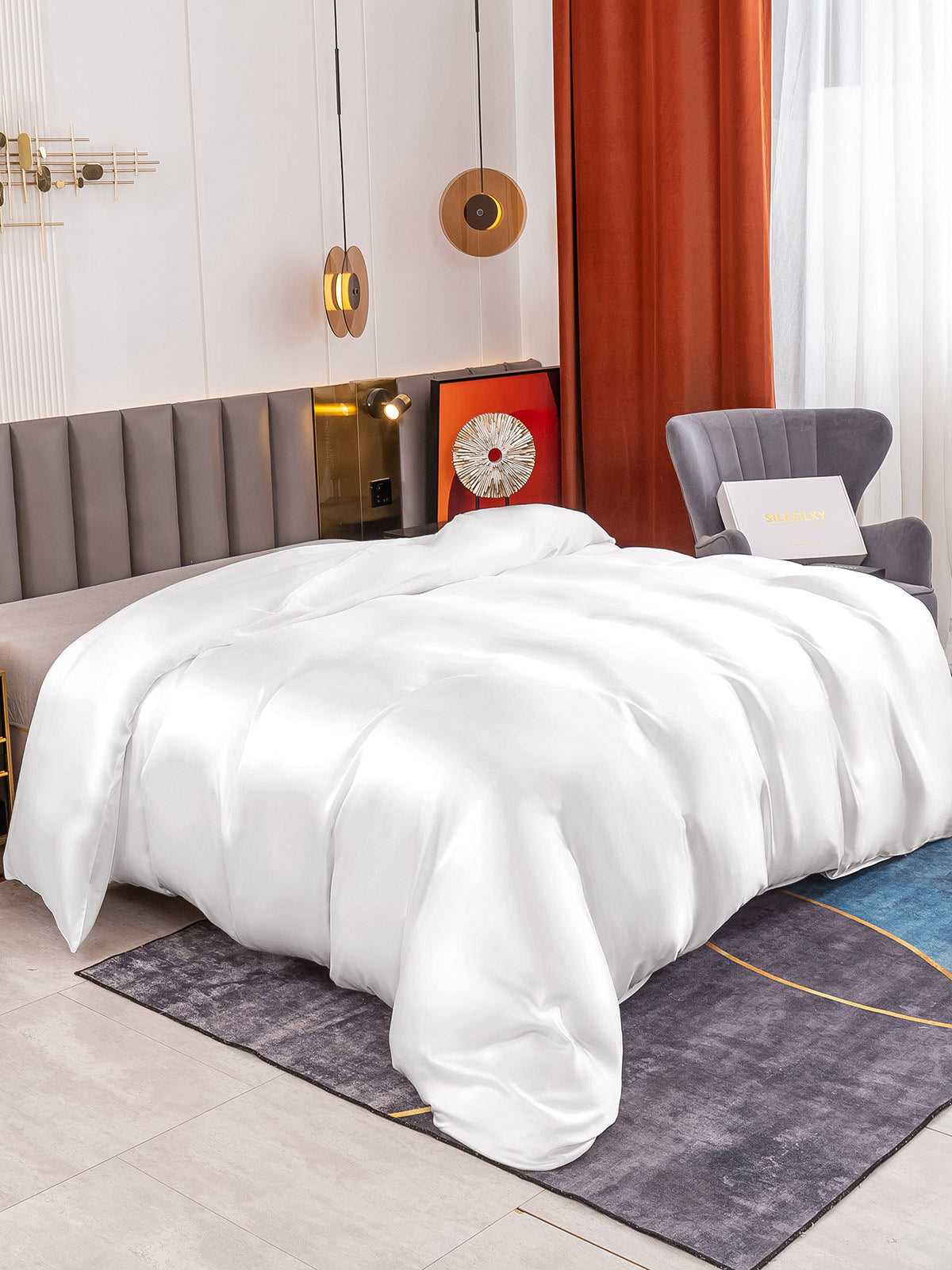 [Blanco] SilkSilky-ES 19Momme Seda Pura Duvet Cover 001