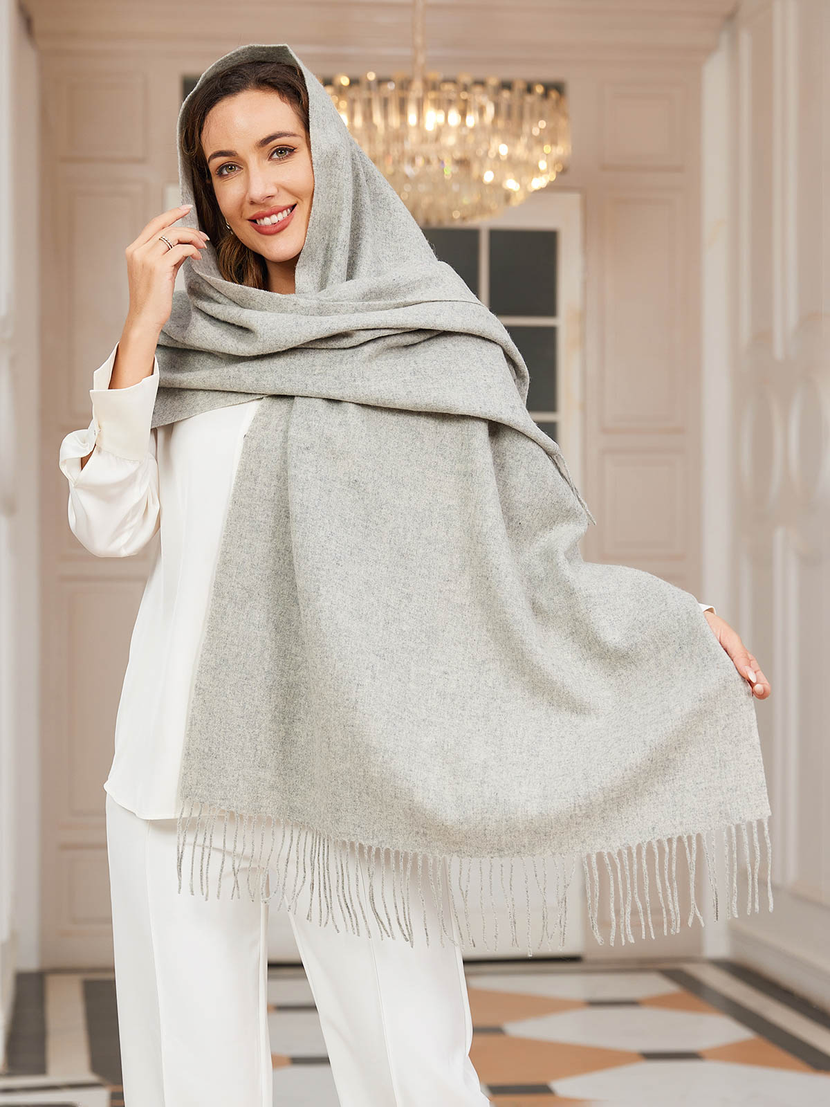 [Gris Claro] SilkSilky-ES Lana Scarf 001