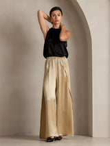 [Champán] SilkSilky-ES 19Momme Seda Split Pantalones de mujer 011