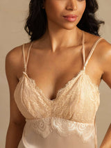 [Rosa Claro] SilkSilky-ES Spaghetti Strap V Neck Camisón 004