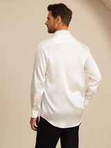 [Blanco] SilkSilky-ES 19Momme Manga larga Cuello con Solapa Camisa de hombre 002