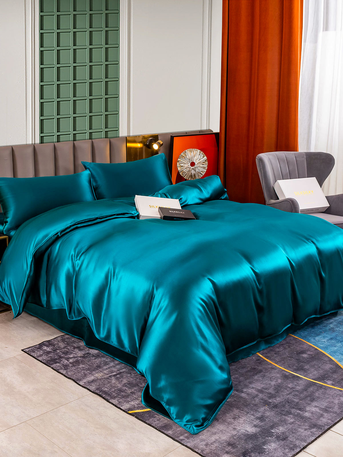 [Azul Real] SilkSilky-ES 25Momme Seda Pura Bedding Set 003
