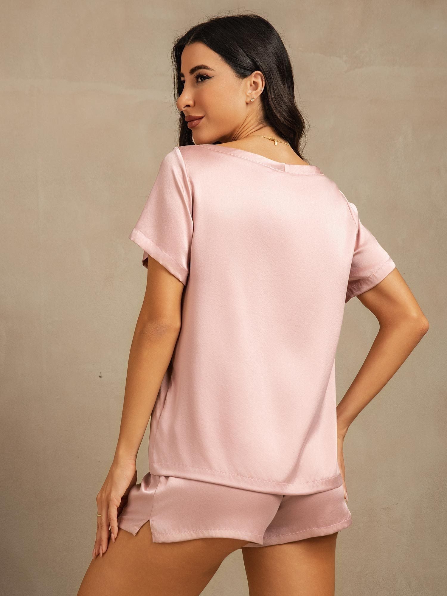 [Piel De Melocotón] SilkSilky-ES 19Momme Seda Womens Pajamas 002,