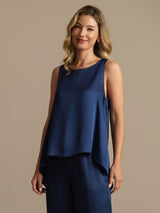 [Azul Oscuro] SilkSilky-ES Sleeveless Pijamas de mujer 003