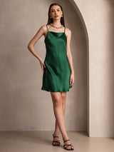 [Verde] SilkSilky-ES Spaghetti Strap Cowl Neck Vestido 006