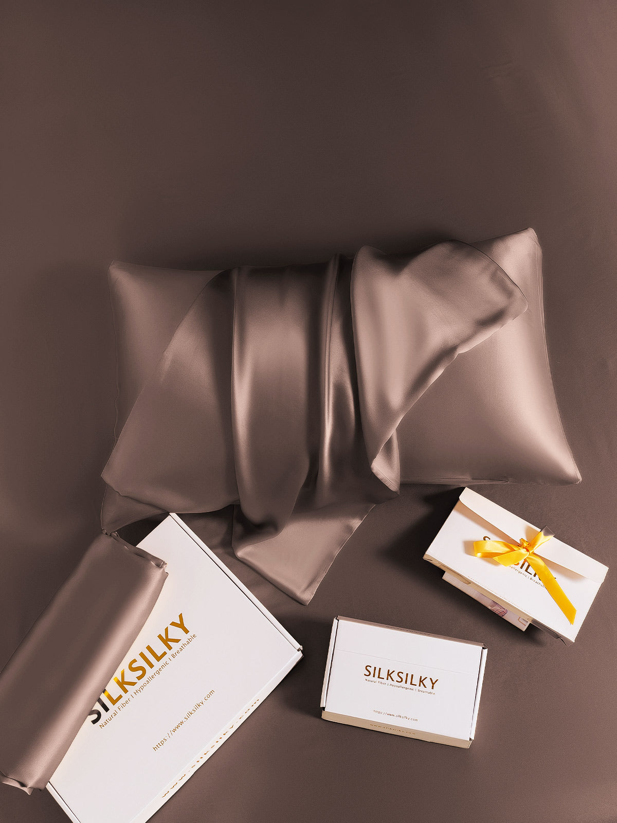 [Marrón] SilkSilky-ES 19Momme Seda Pura Pillowcase 006