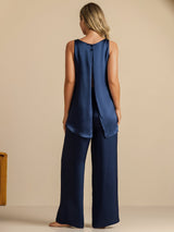 [Azul Oscuro] SilkSilky-ES Sleeveless Scoop Neck Top de tirantes 006