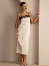 [Beige Arroz] SilkSilky-ES Square Neck Vestido 004