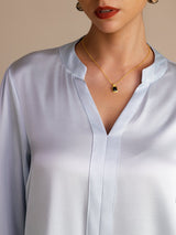 [Cielo Azul] SilkSilky-ES Long Sleeve Blusas 004