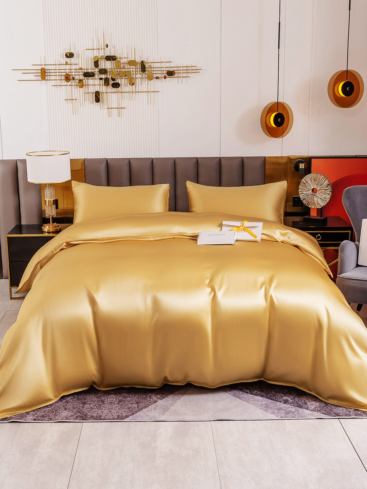 [Champán] SilkSilky-ES 19Momme Seda Pura Bedding Set 002