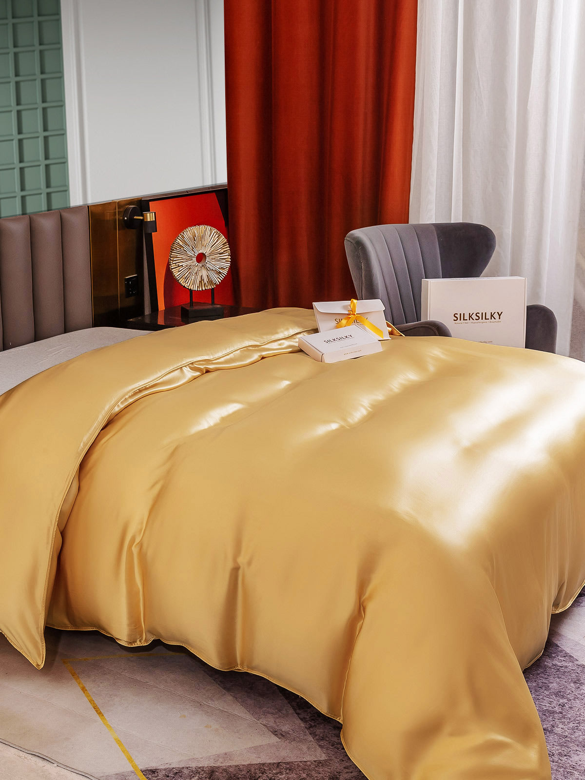[Champán] SilkSilky-ES 25Momme Seda Pura Duvet Cover 003