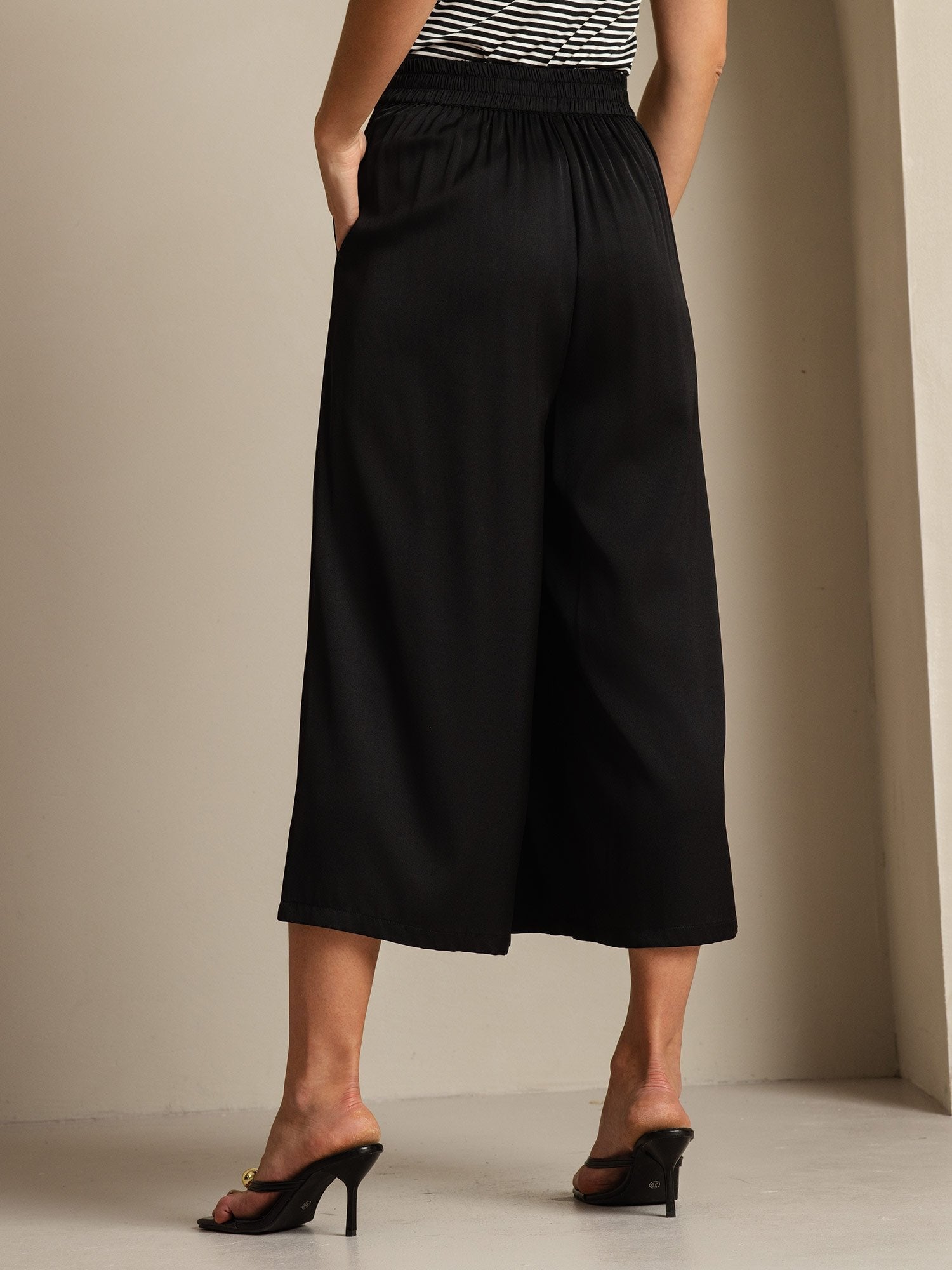 [Negro] SilkSilky-ES 19Momme Seda Womens Pants 002
