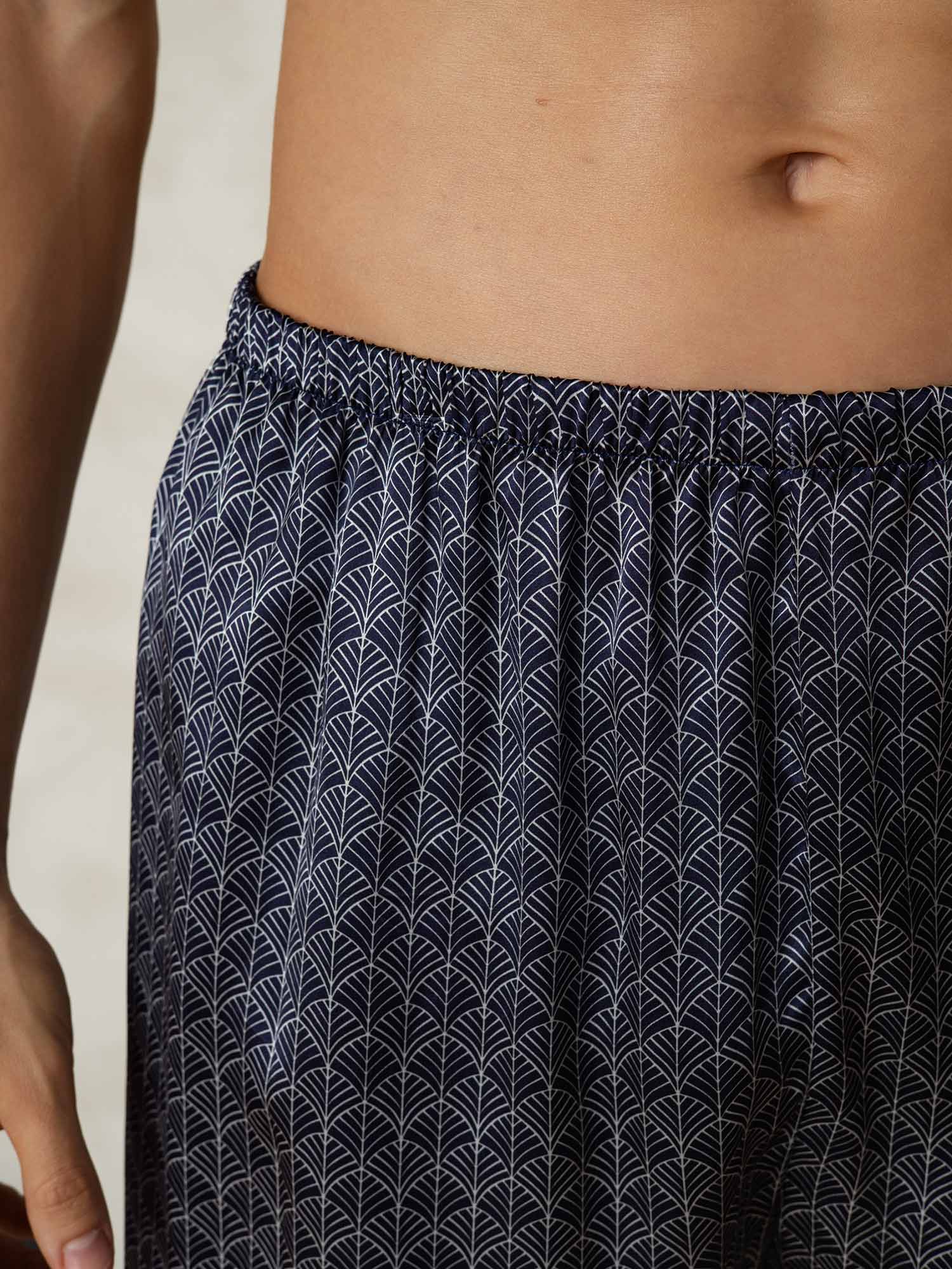 [Ginkgo Azul Marino] SilkSilky-ES Seda Pura Mens Sleep Bottoms 007