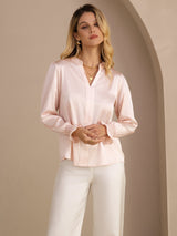 [Rosa] SilkSilky-ES Long Sleeve Blusas 004