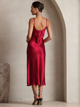 [Vino] SilkSilky-ES Spaghetti Strap V Neck Vestido 002
