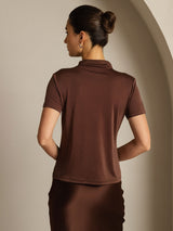 [Café] SilkSilky-ES Short Sleeve Camisetas de Mujer 002