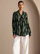 [Musgo Negro] SilkSilky-ES Long Sleeve Lapel Collar Blusa 003