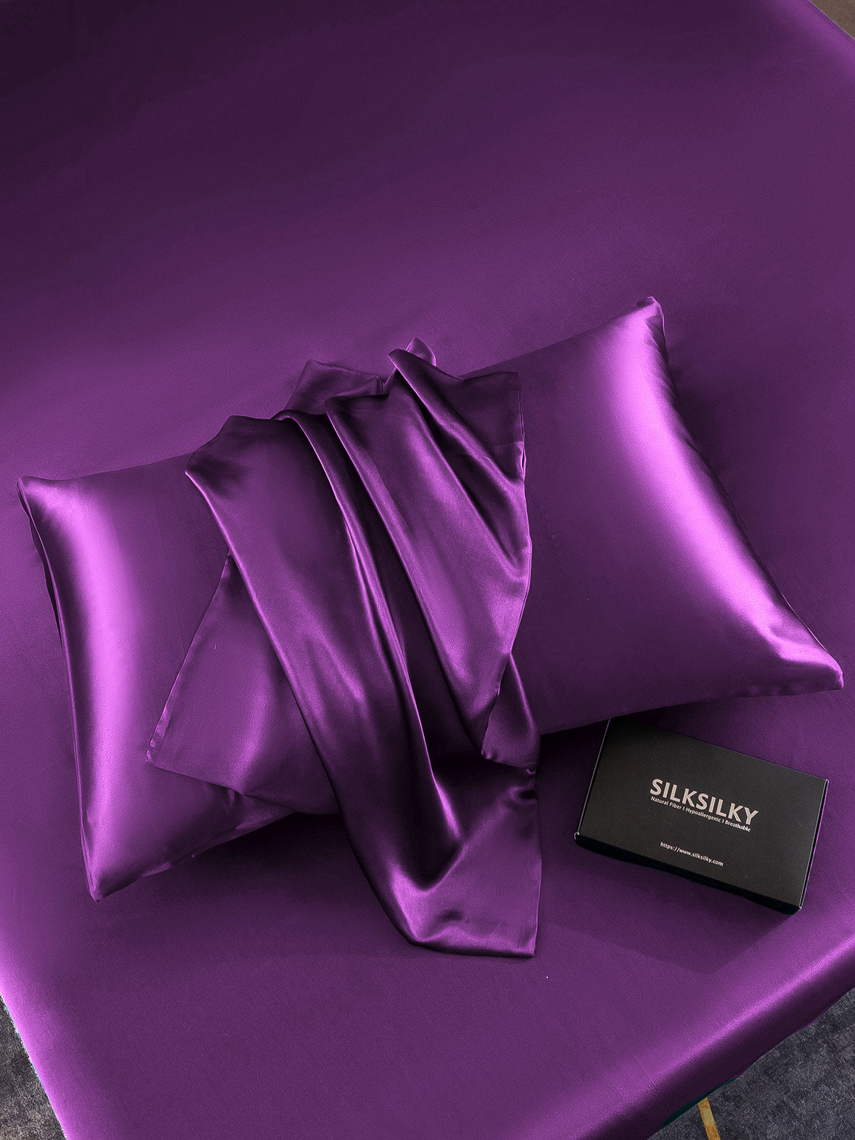 [Púrpura] SilkSilky-ES 19Momme Seda Pura Pillowcase 005