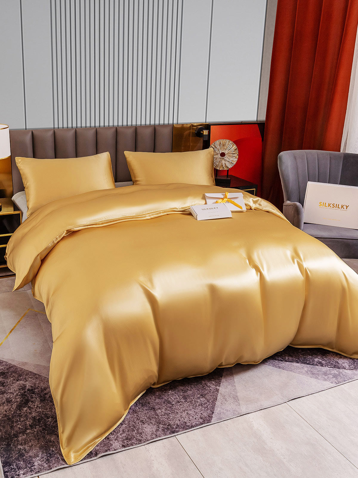 [Champán] SilkSilky-ES 22Momme Seda Pura Bedding Set 003