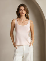 [Rosa] SilkSilky-ES 19Momme Sin mangas Escote Cuchara Top de tirantes 001