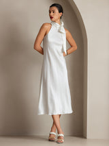 [Blanco] SilkSilky-ES Sleeveless Halter Vestido 006