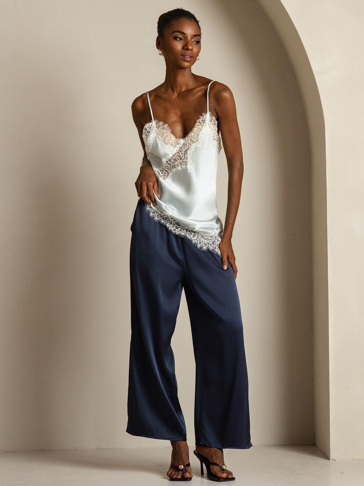 [AzulClaro] SilkSilky-ES Seda Pura Camisoles 010