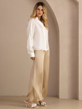 [Blanco] SilkSilky-ES Long Sleeve Blouse 005