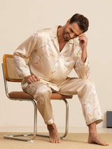[Champán] SilkSilky-ES Long Sleeve Notch Collar Pijamas de hombre 008