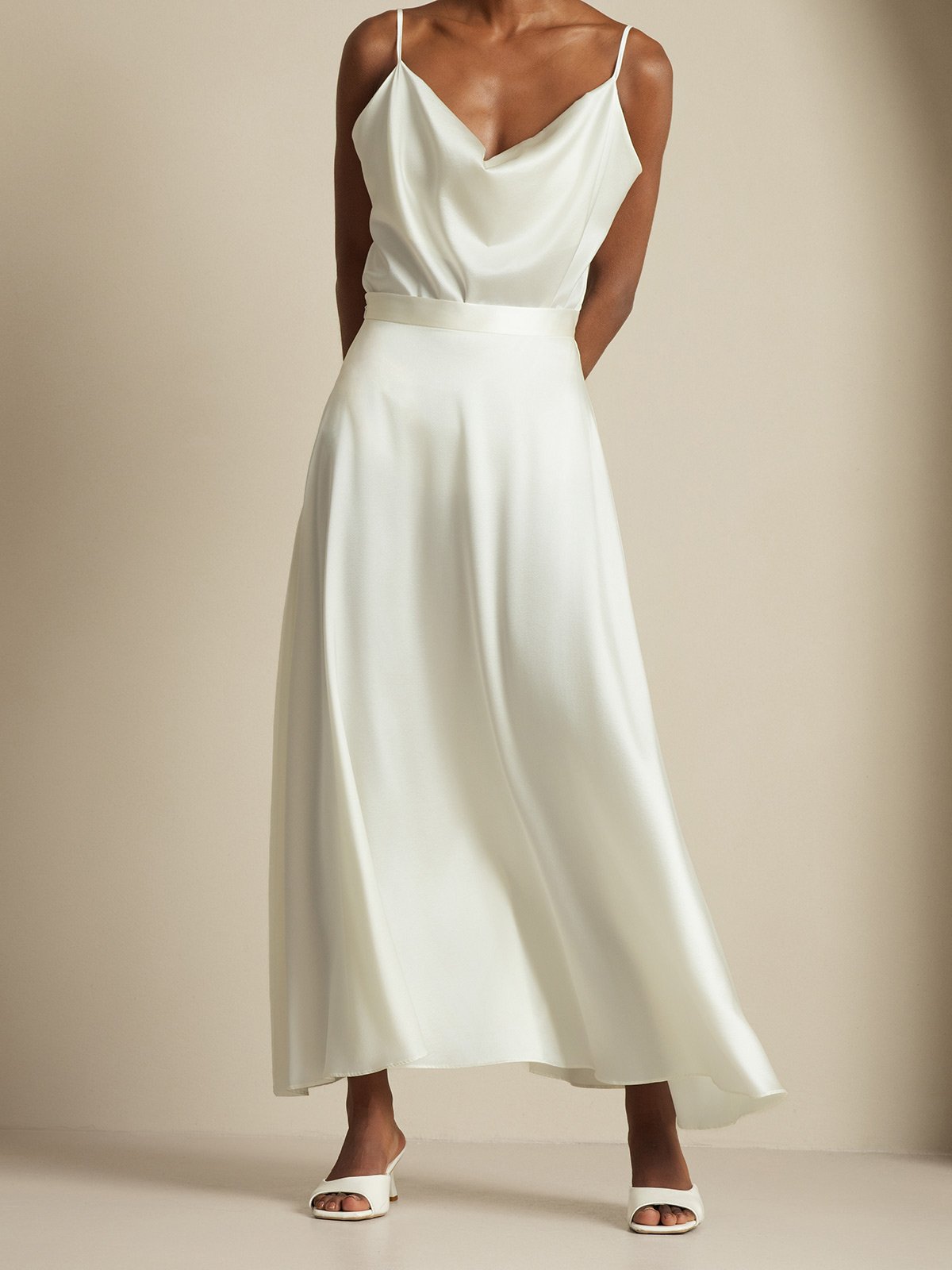 [Blanco] SilkSilky-ES 19Momme Seda Cuello Camisero Women''s Outfit Sets 006,