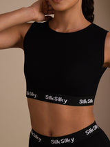 [Negro] SilkSilky-ES Sleeveless Crew Neck Top de tirantes 006