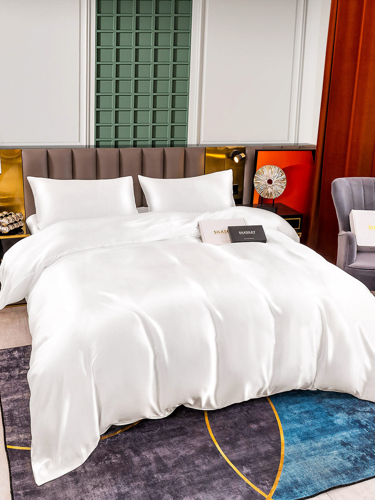 [Blanco] SilkSilky-ES 25Momme Seda Pura Bedding Set 005