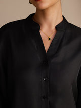 [Negro] SilkSilky-ES Long Sleeve Blouse 005