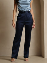 [Azul Oscuro] SilkSilky-ES 19Momme Seda Womens Pants 003