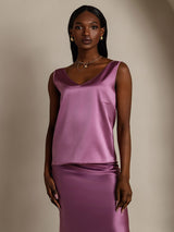 [Morado Oscuro] SilkSilky-ES Sleeveless V Neck Top de tirantes 004