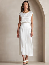 [Blanco] SilkSilky-ES 19Momme Falda 005