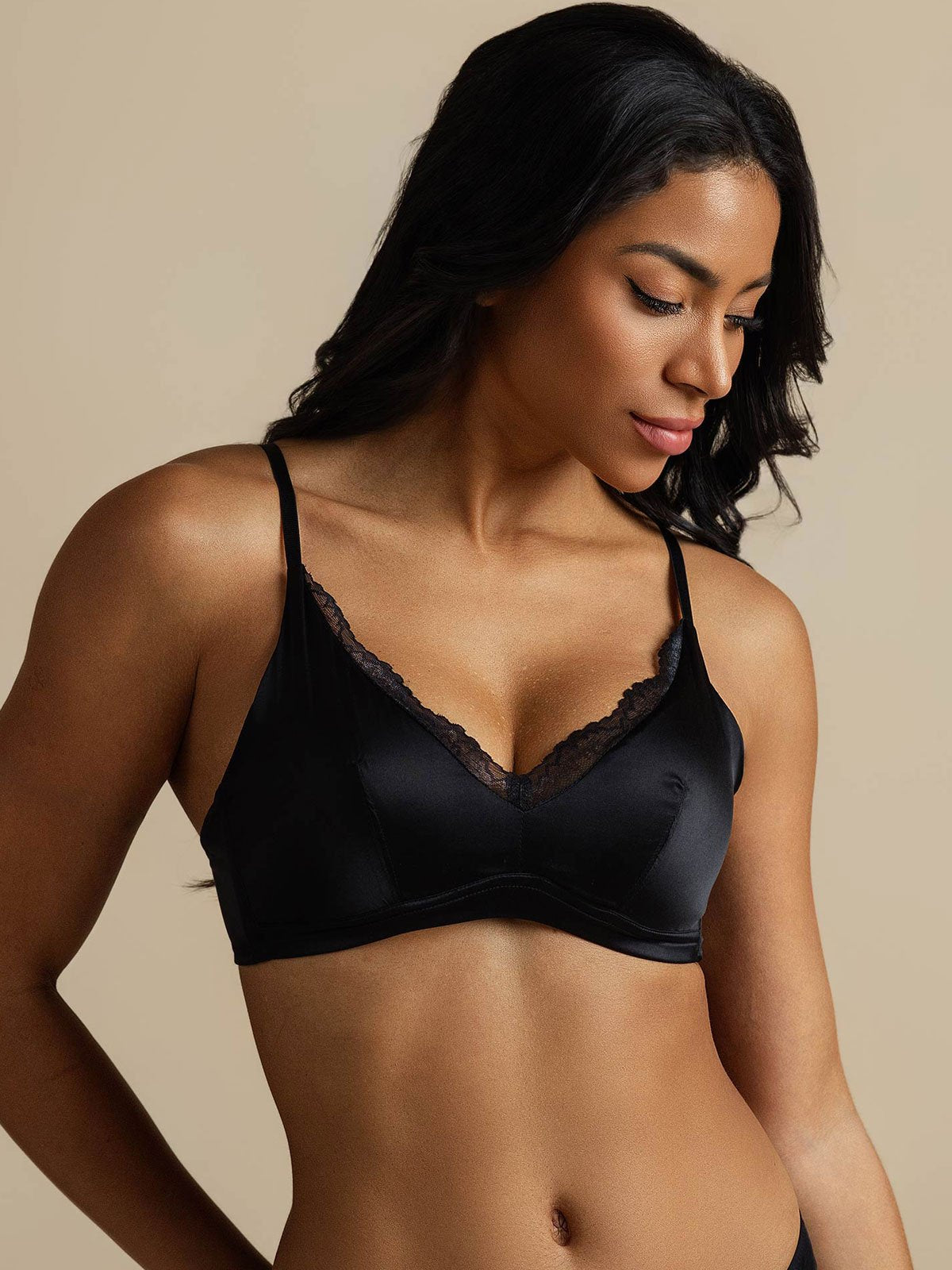 [Negro] SilkSilky-ES Seda Pura Bra 003