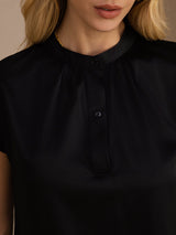 [Negro] SilkSilky-ES Short Sleeve Blouse 004
